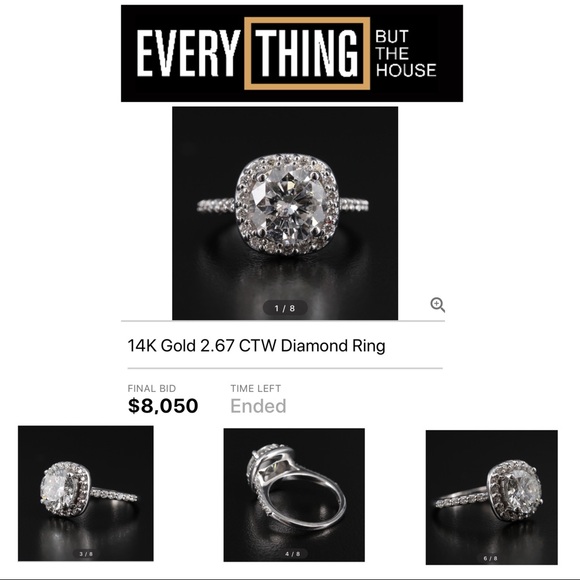 RESTOCKED - 2.20 Ct Round Moissanite Halo Ring Set - Picture 8 of 11